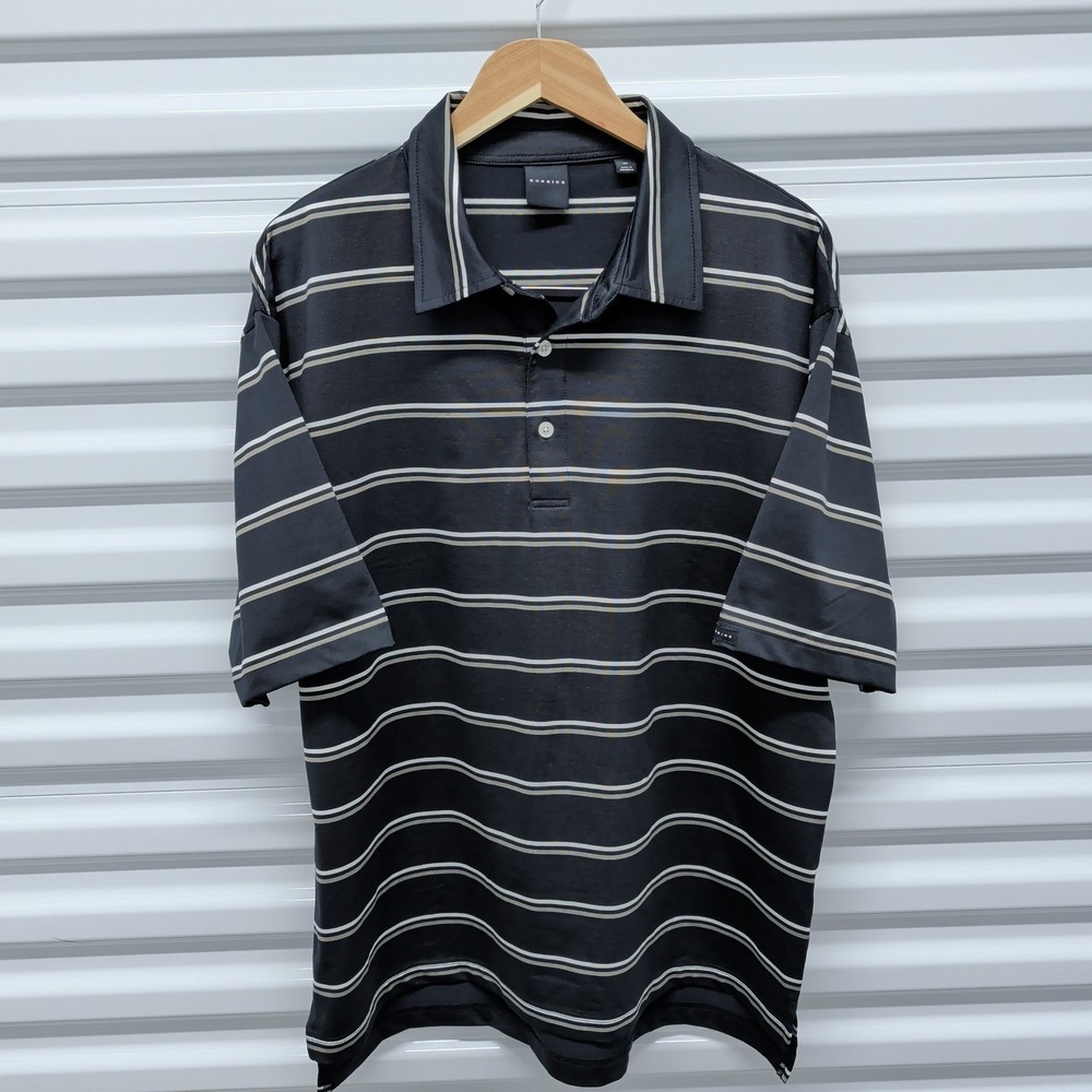 Dunning Golf Polo XL Mens Black Striped Coolmax Performance Short Sleeve Shirt — photo 2